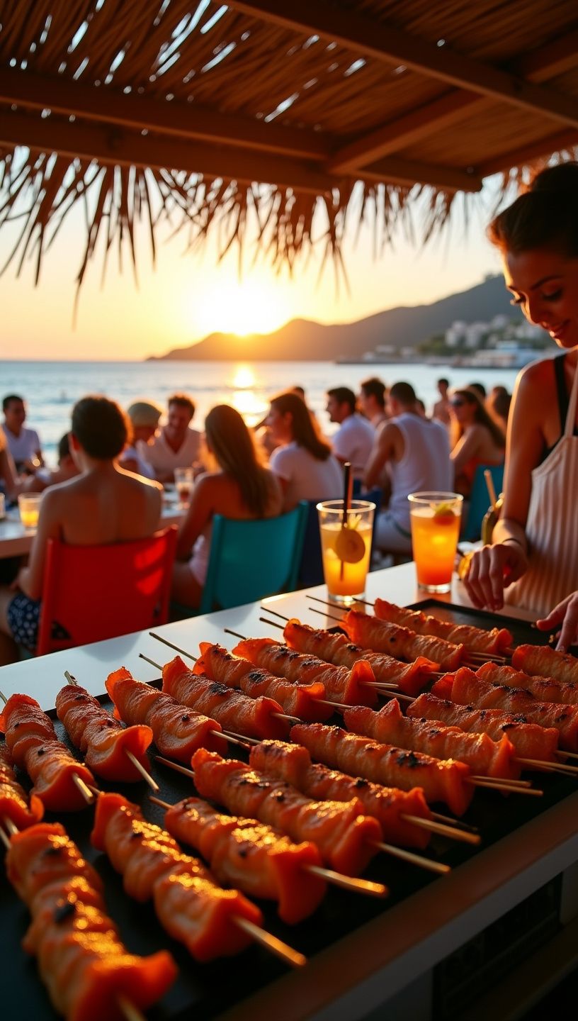 Καλλιτεχνική παρουσίαση ψητού ψαριού με χρυσές νότες.